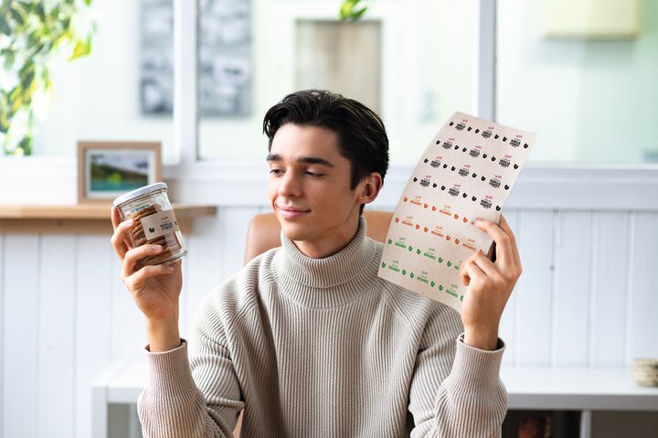 Etiketten aus Silphie-Papier A4, 48,3x33,8 mm, naturbraun, permanent haftend, 20 Blatt, 640 Klebeetiketten