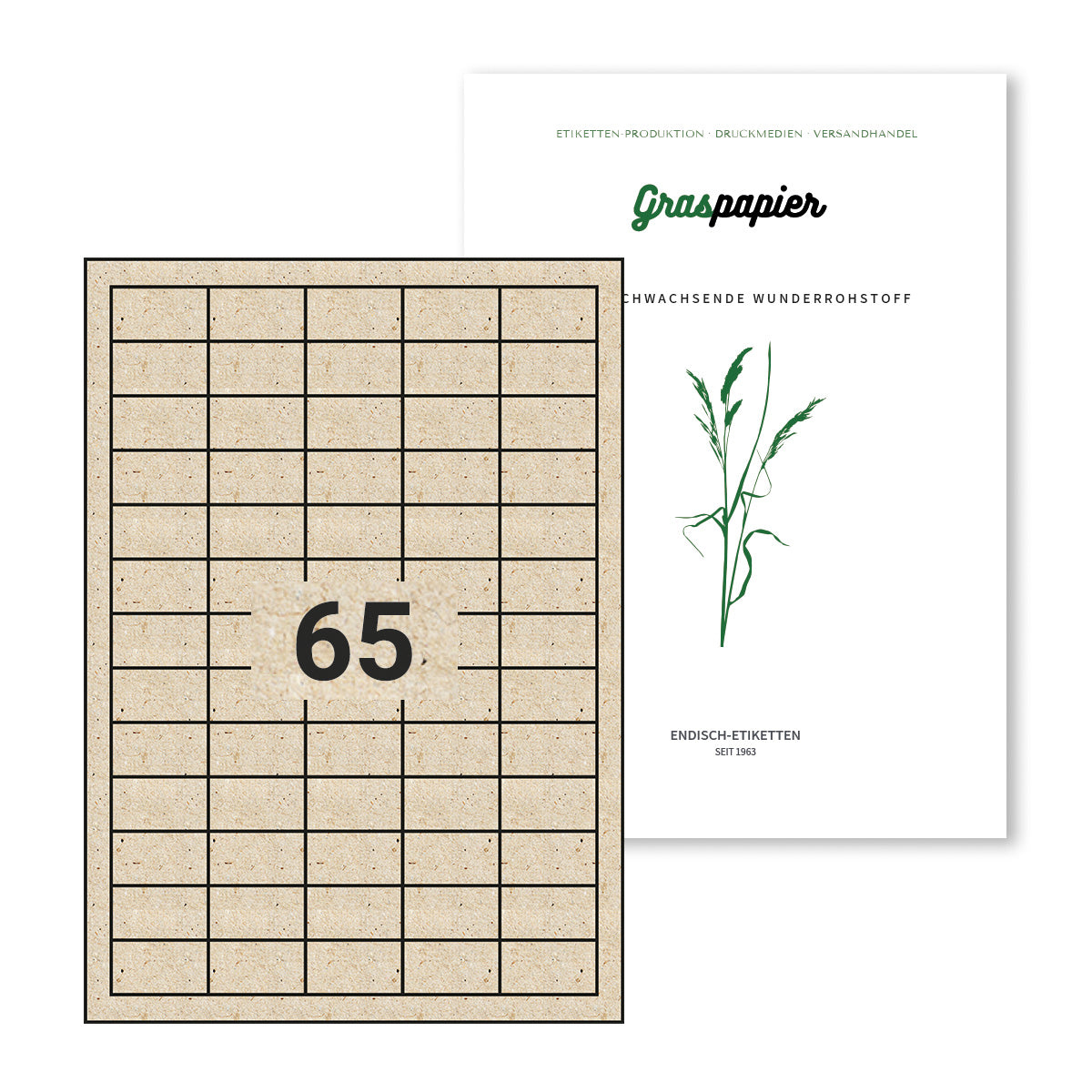 ENDI-HAFT Graspapier Etiketten, 38x21,2 mm auf DIN A4 Bögen
