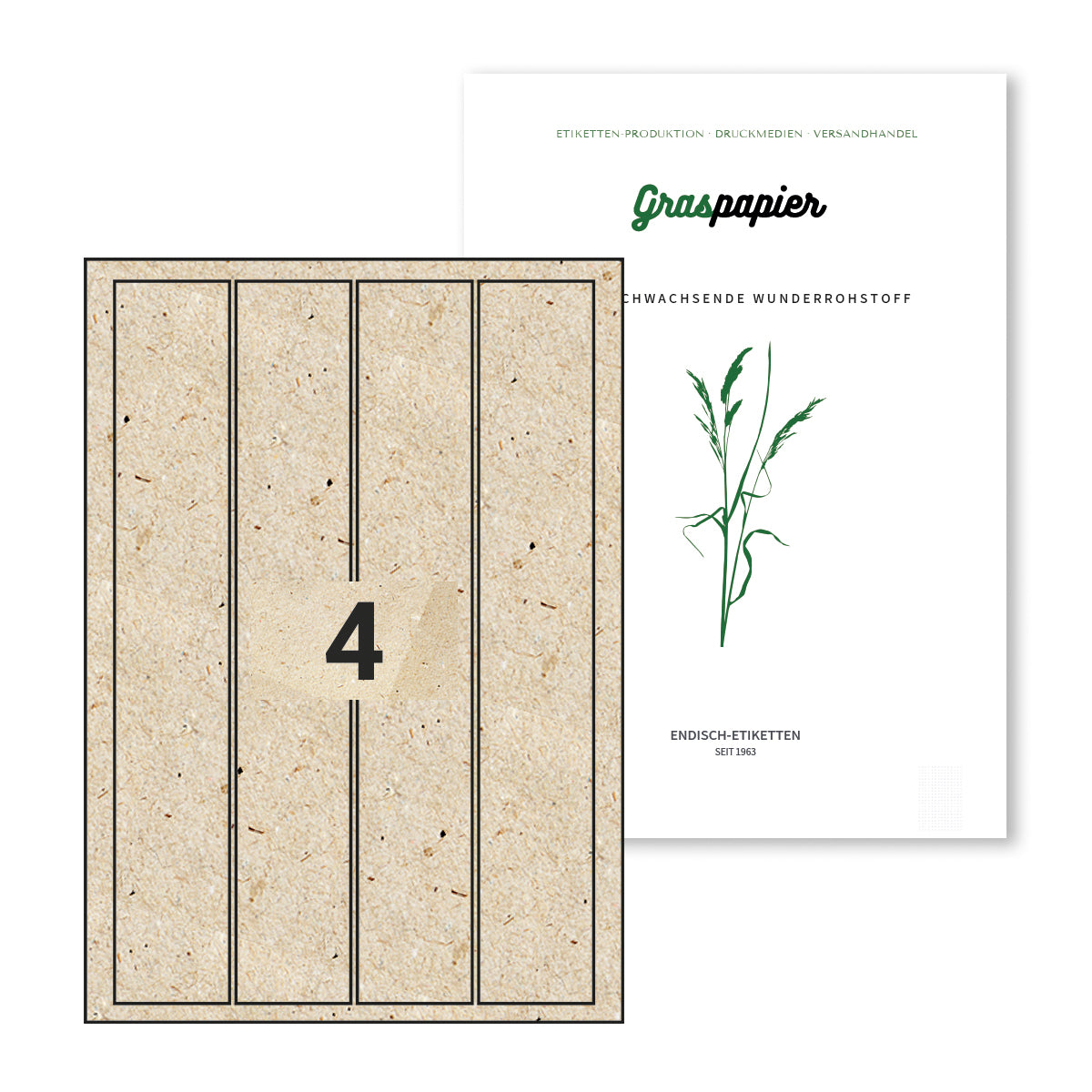 ENDI-HAFT Graspapier Etiketten, 45x280 mm auf DIN A4 Bögen
