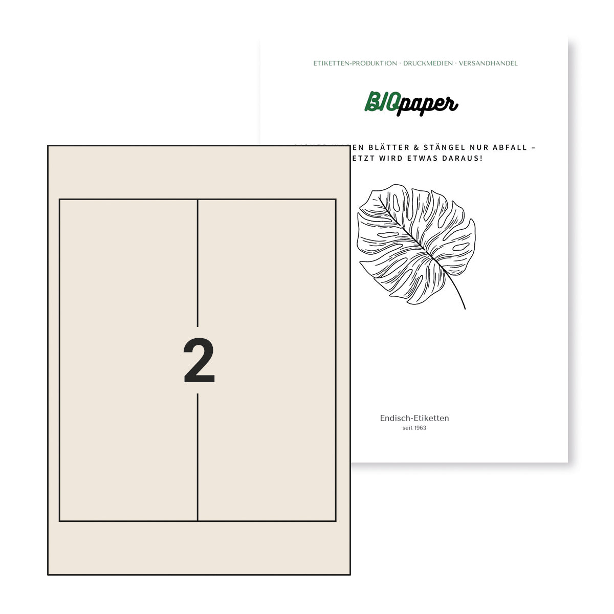 BIOpaper-Etiketten 95x220 mm, 2 pro A4-Bogen