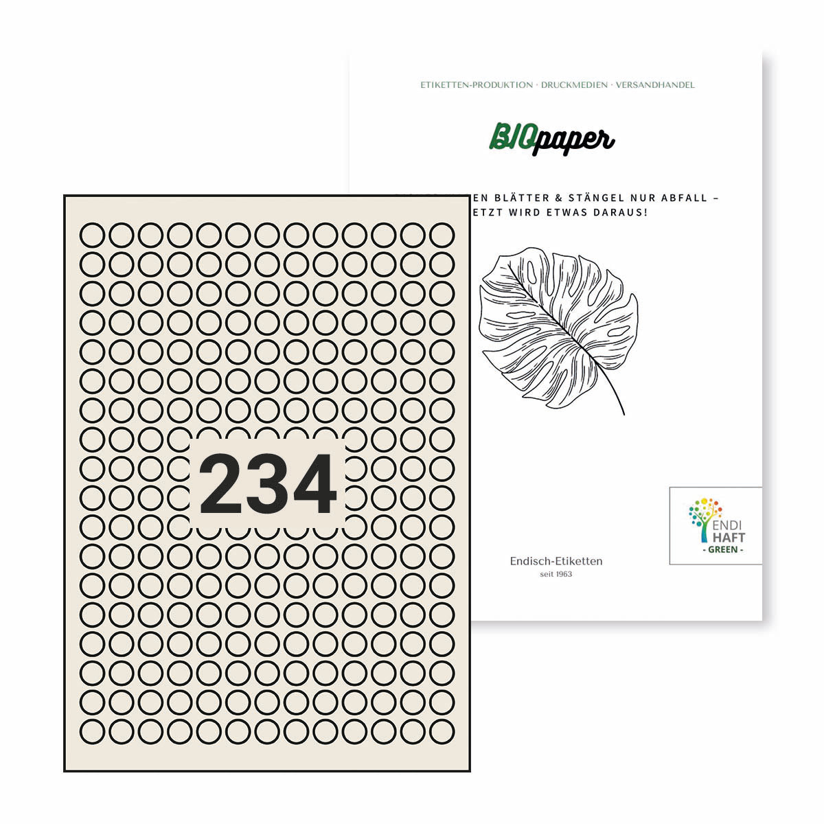 BIOpaper Natural, 12 mm rund auf DIN A4 Bögen