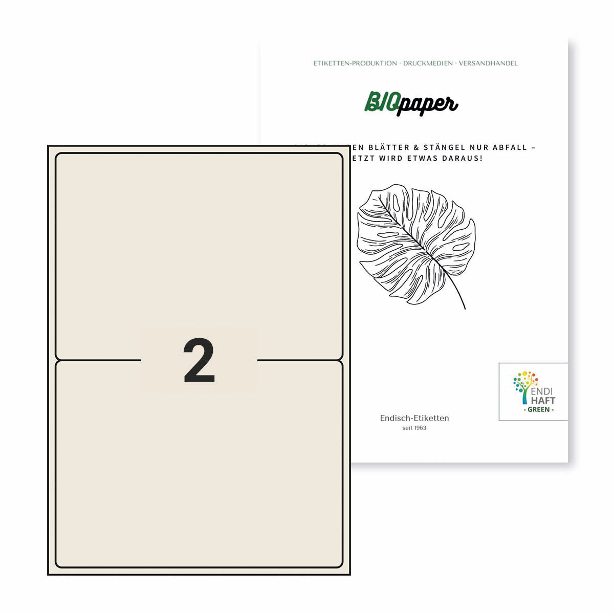 BIOpaper Natural 199,6x143,5 mm auf DIN A4 Bögen