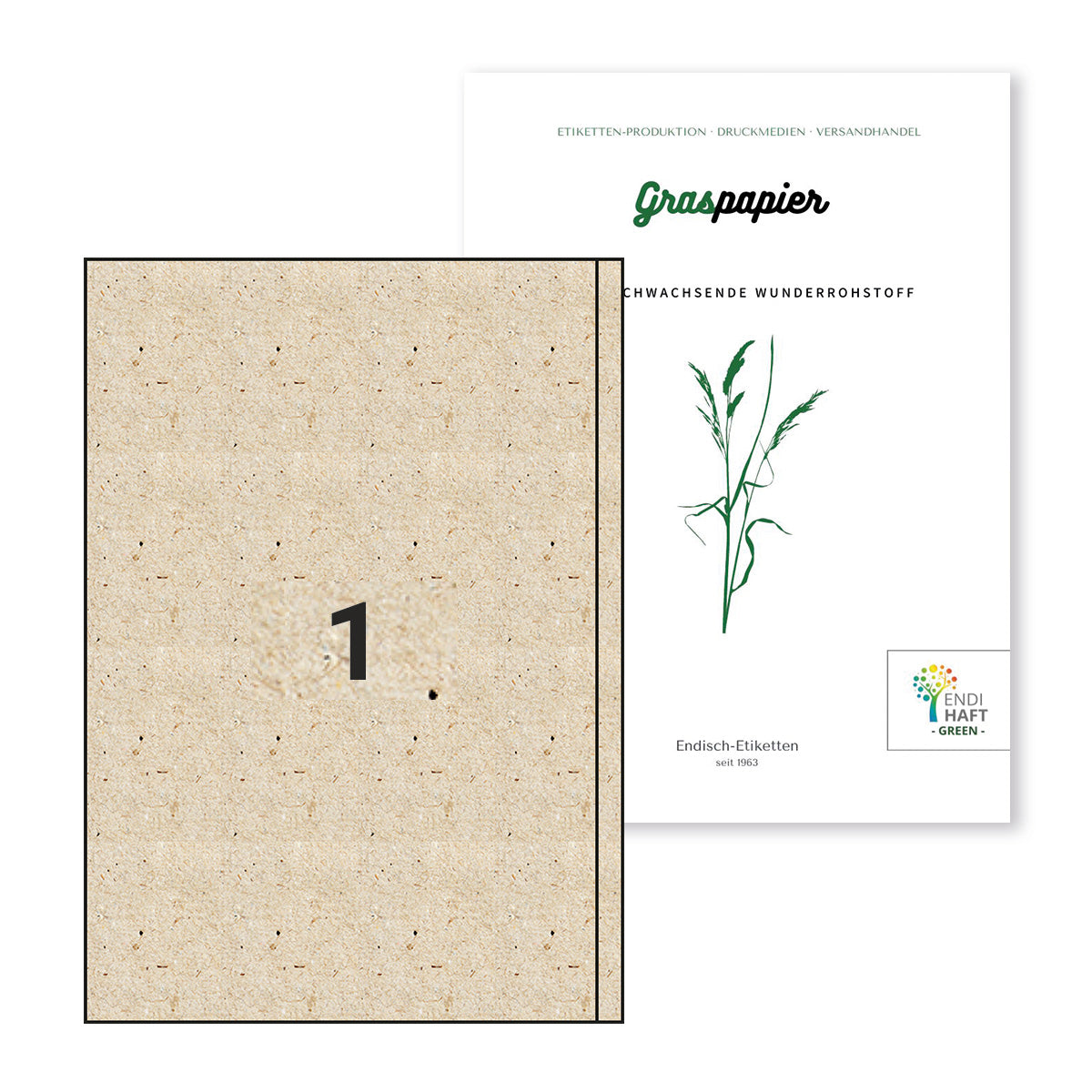 Graspapier Etiketten 200x297 mm auf A4 Bögen