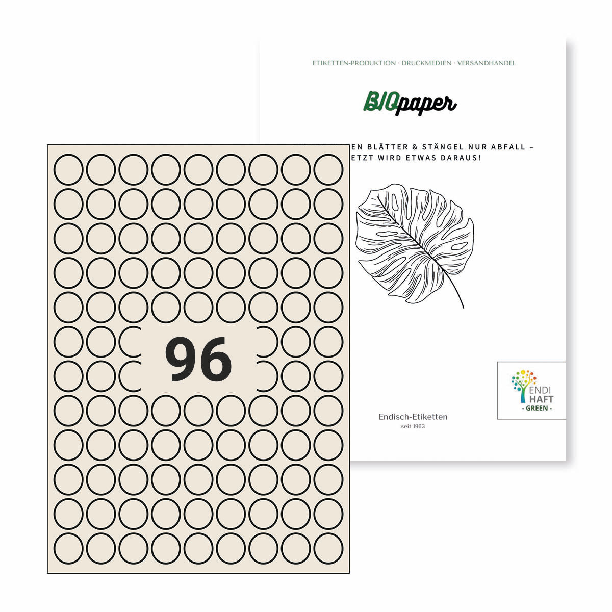 BIOpaper Natural, 20 mm rund auf DIN A4 Bögen