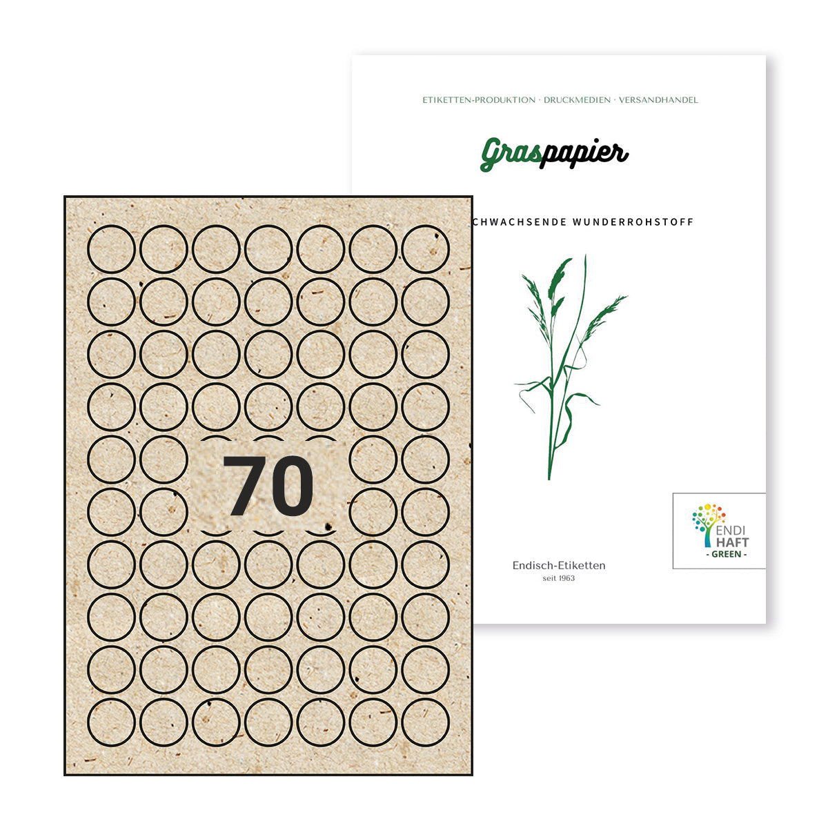 ENDI-HAFT Graspapier Etiketten, 20 mm rund auf DIN A4 Bögen