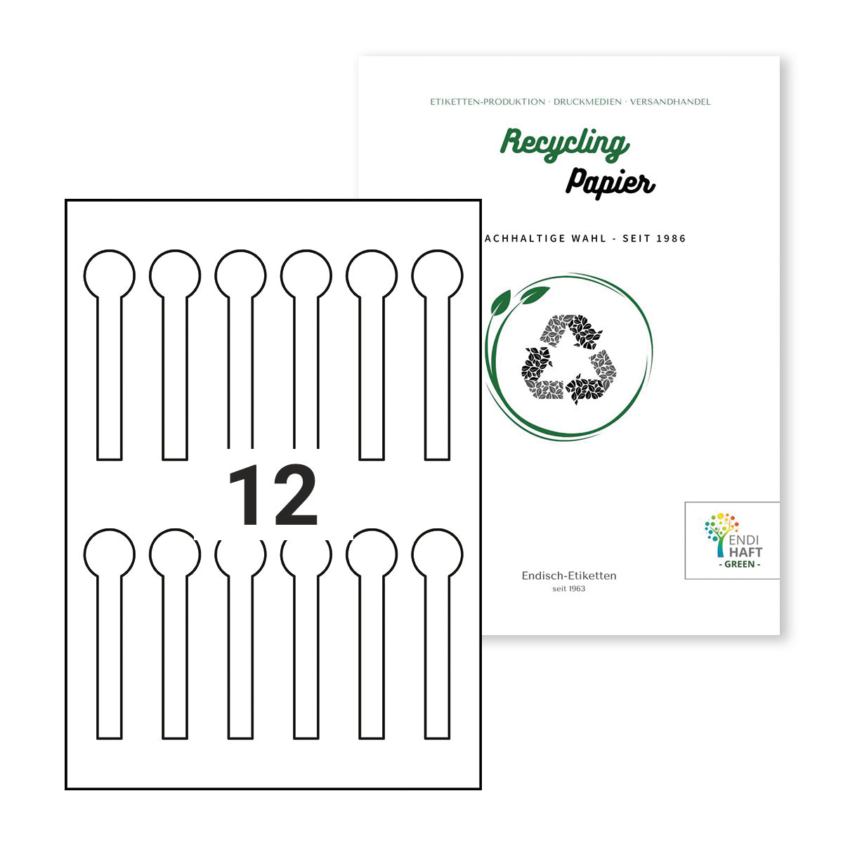 Recyclingetiketten Ø 25x105/12 mm Siegeletikett auf A4 Bögen