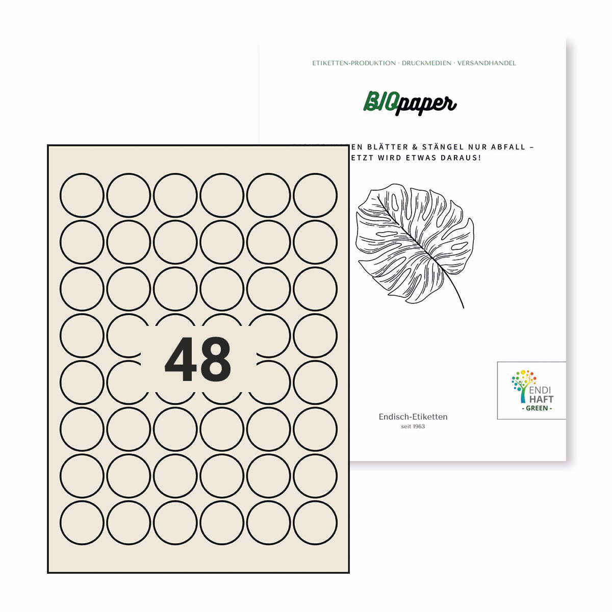 BIOpaper Natural, 30 mm rund auf DIN A4 Bögen