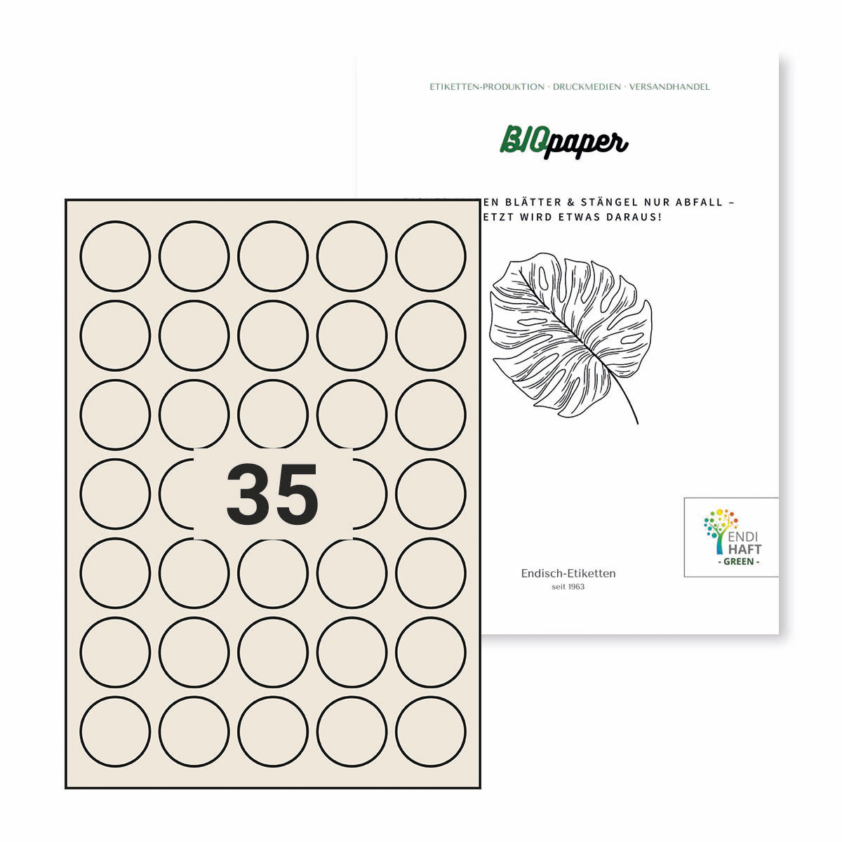 BIOpaper Natural, 35 mm rund auf DIN A4 Bögen