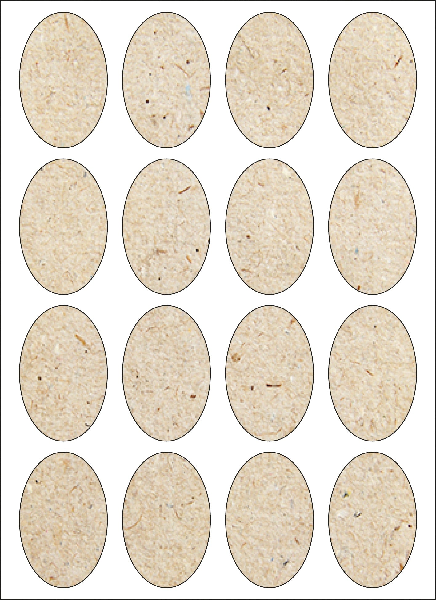 ENDI-HAFT Graspapier-Etiketten, Oval 37x23 mm auf 165x120 mm Bögen