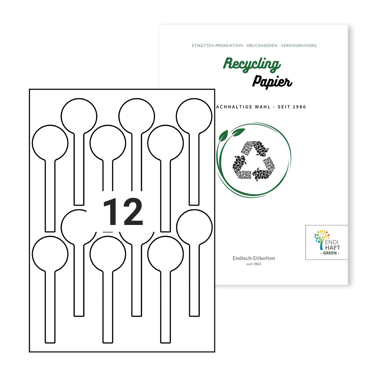 Frischesiegel Etiketten aus Recyclingpapier Ø 40x120 mm mit Versiegelungseffekt, auf DIN A4 Bögen