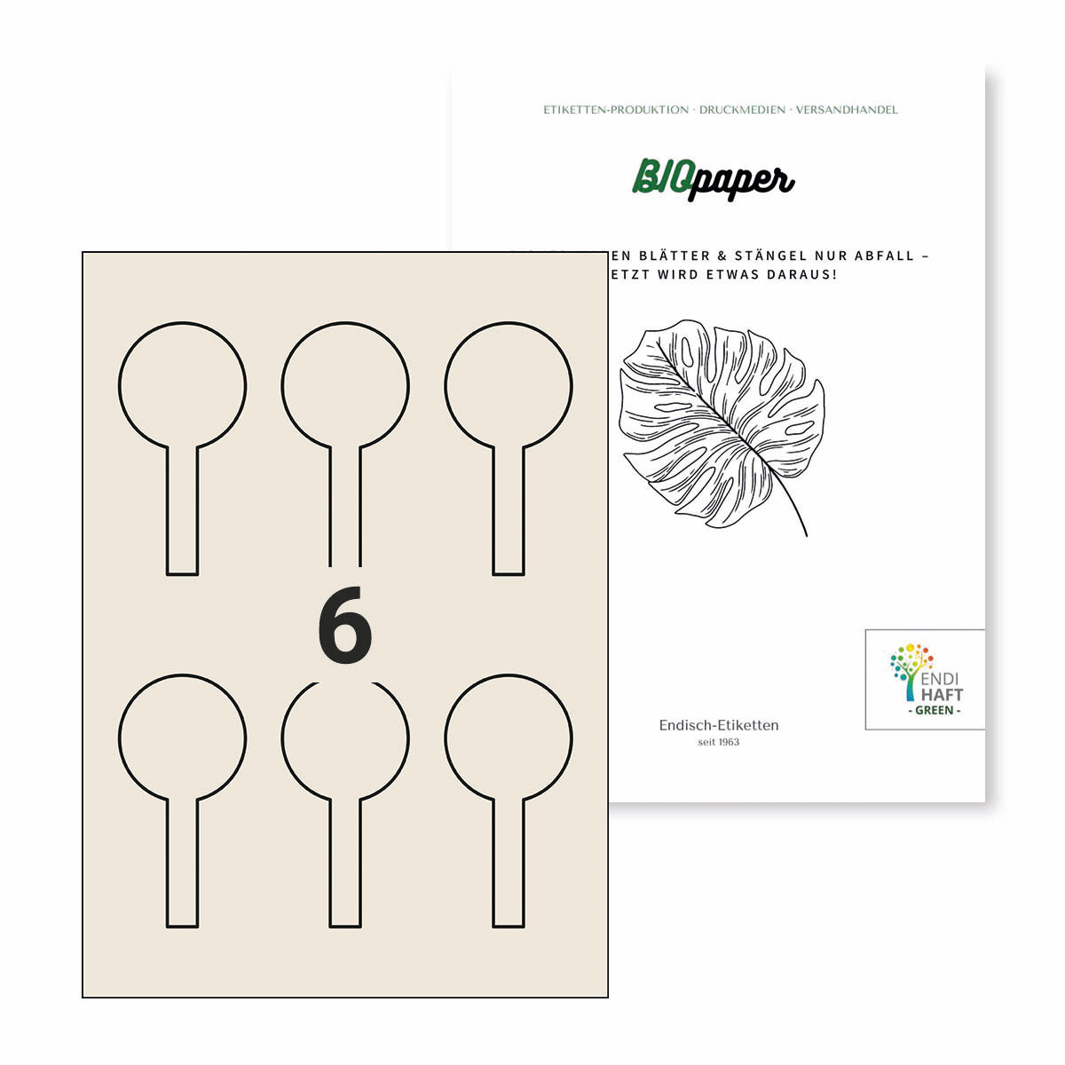 BIOpaper Natural Ø 50x100/12 mm Siegeletikett auf A4 Bögen