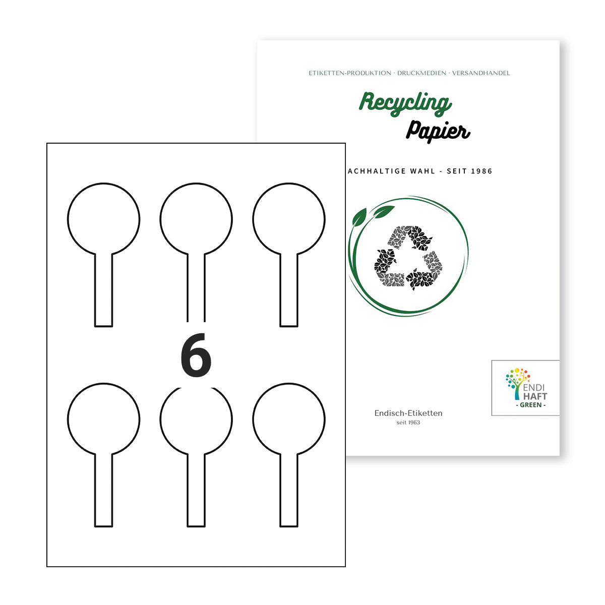 Recyclingetiketten Ø 50x100/12 mm Siegeletikett auf A4 Bögen