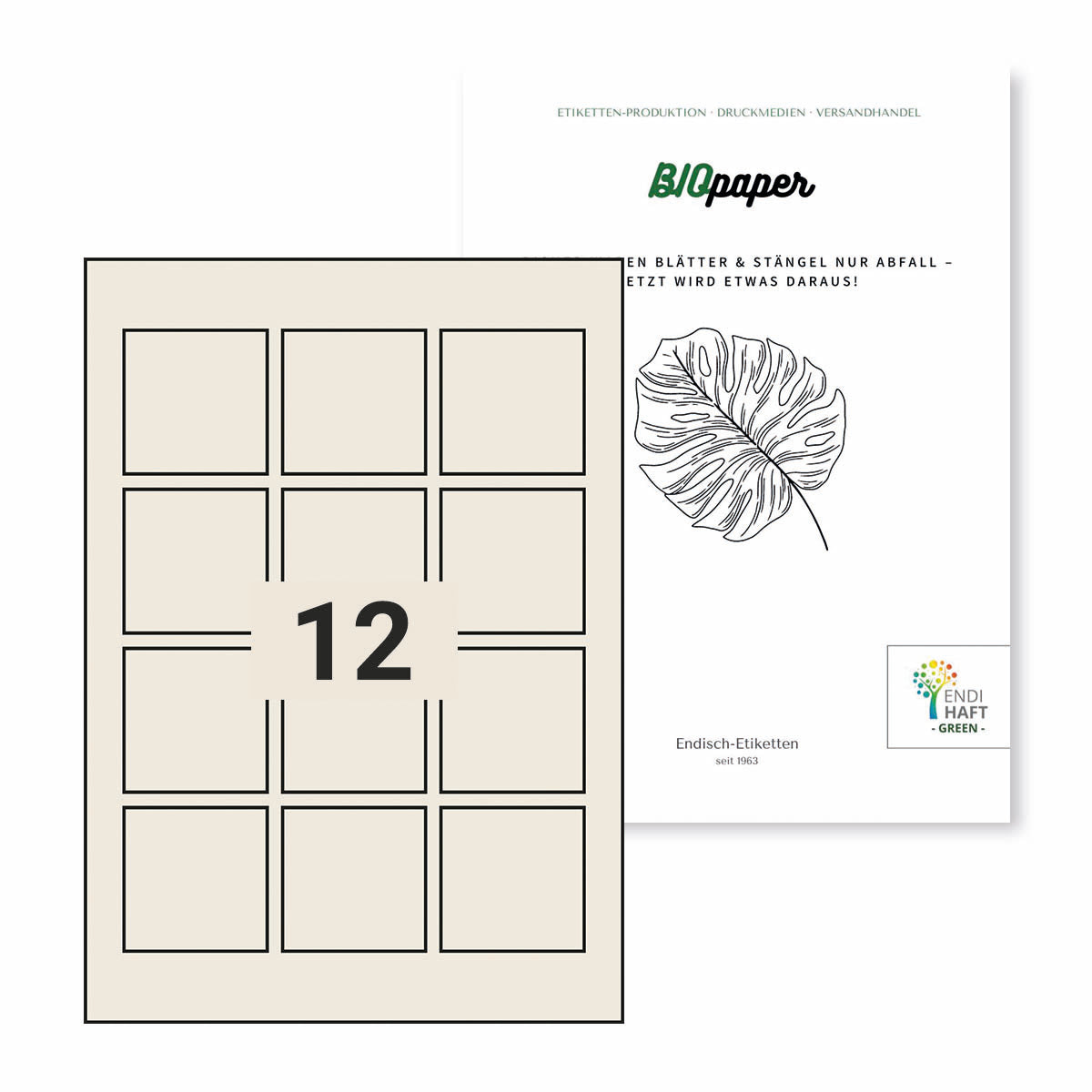 BIOpaper Natural, 56x56 mm auf A4 Bögen