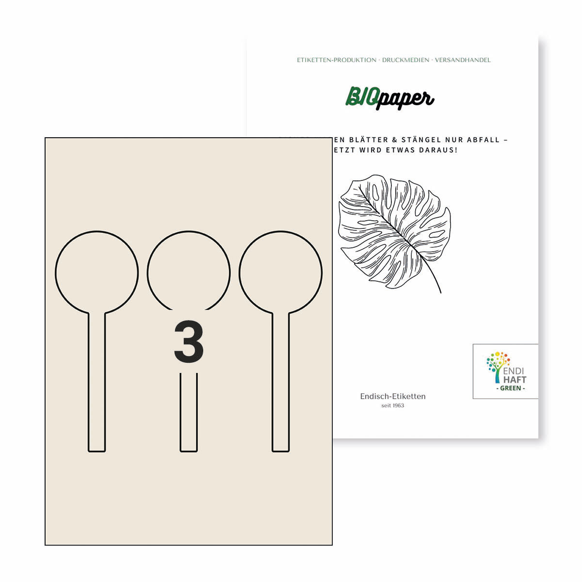 BIOpaper Natural Ø 60x160/12 mm Siegeletikett auf A4 Bögen