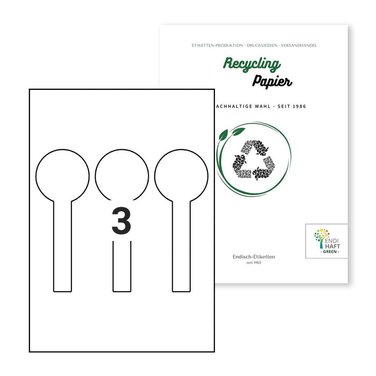 Recycling Etiketten Ø 60x120/20 mm Siegeletikett auf A4 Bögen