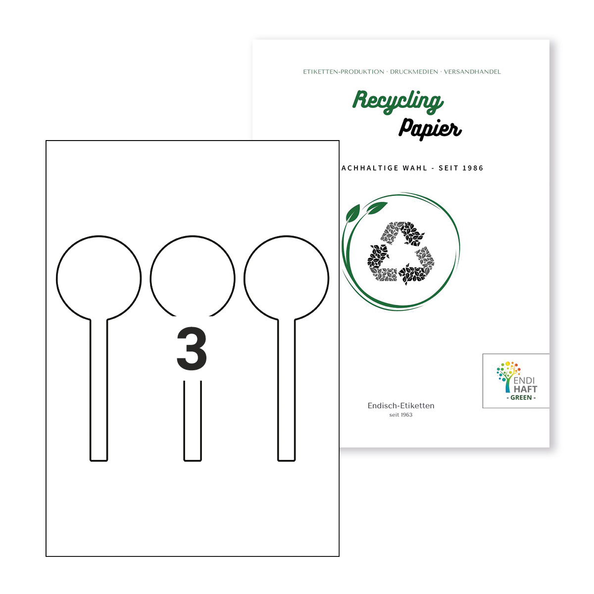 Recycling Etiketten Ø 60x120/12 mm Siegeletikett auf A4 Bögen