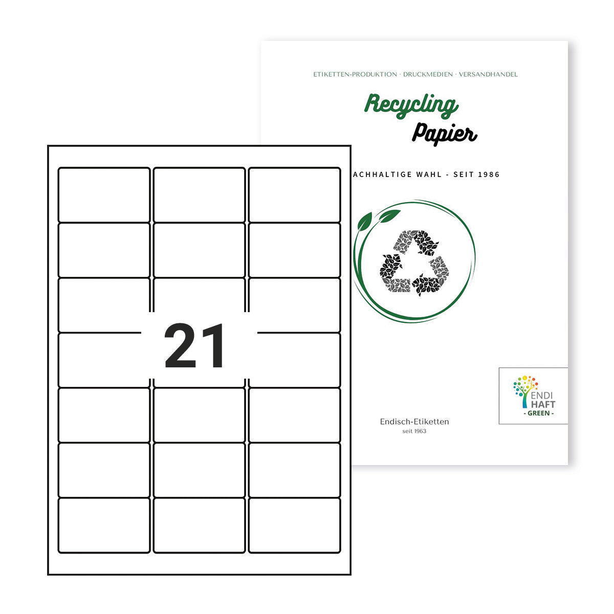 Recycling Etiketten, 63,5x38,1 mm auf DIN A4 Bögen