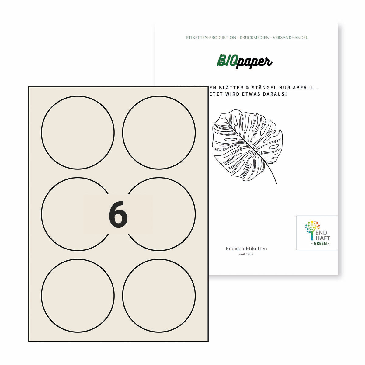 BIOpaper Natural, 85 mm rund auf DIN A4 Bögen