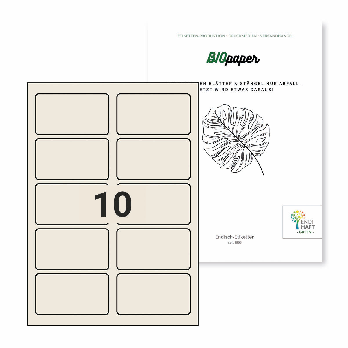 BIOpaper Natural, 90x50 mm auf DIN A4 Bögen
