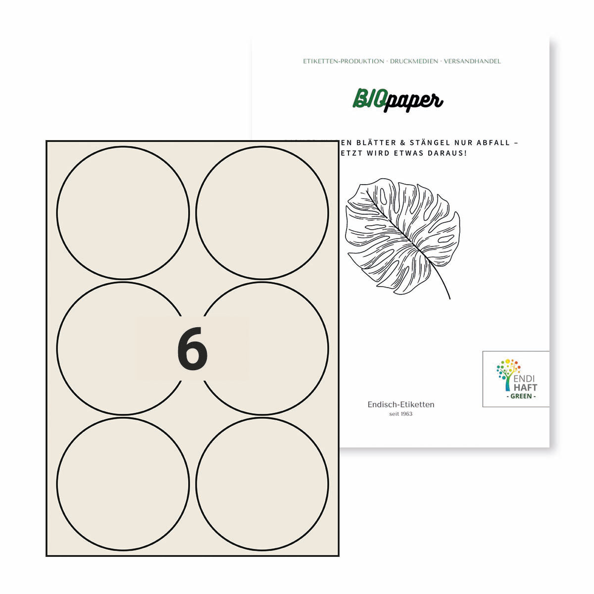 BIOpaper Natural, 95 mm rund, Sonderanfertigung, auf DIN A4 Bögen
