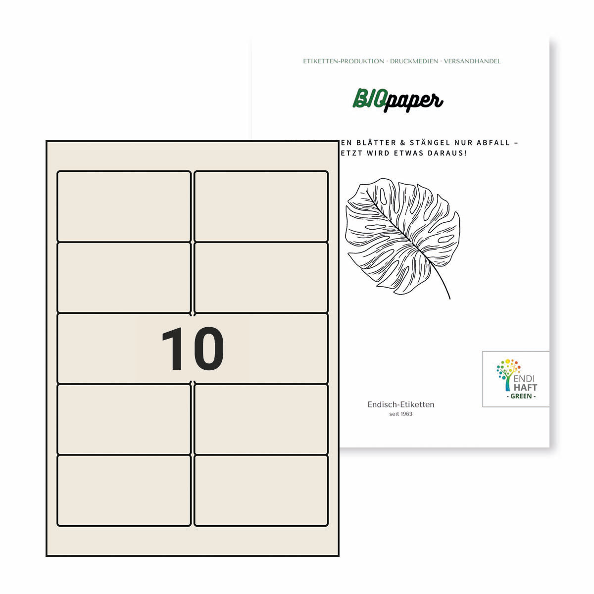 BIOpaper Natural, 96x50,8 mm auf DIN A4 Bögen