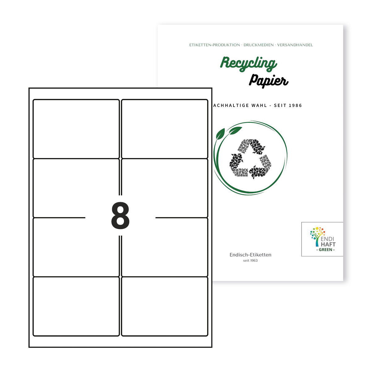 Recycling Etiketten, 99,1x67,7 mm auf DIN A4 Bögen
