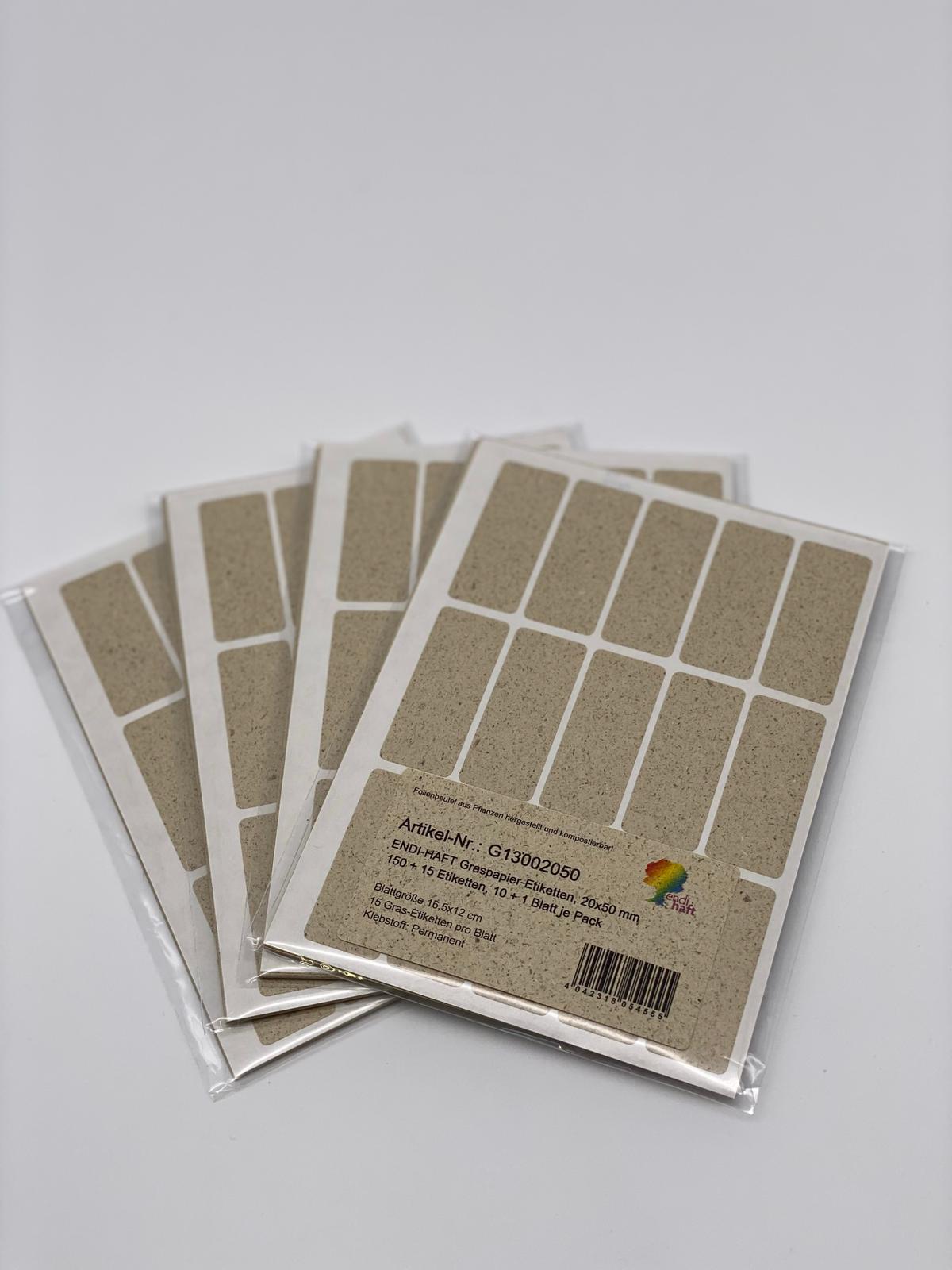 ENDI-HAFT Graspapier Etiketten, 20x50 mm auf 165x120 mm Bögen