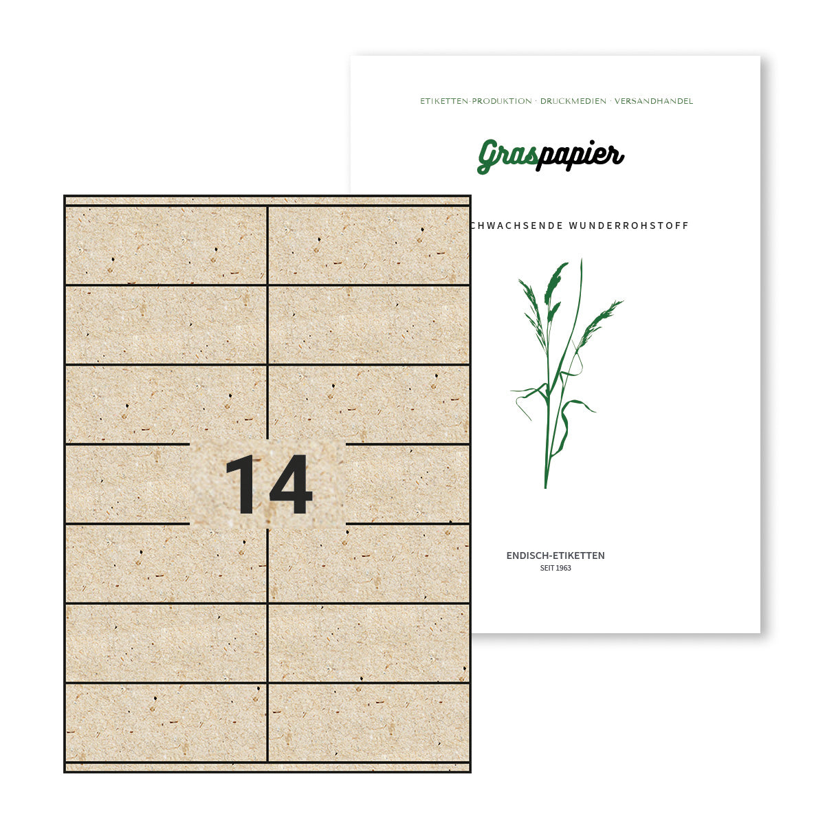ENDI-HAFT Graspapier Etiketten, 105x41 mm auf DIN A4 Bögen