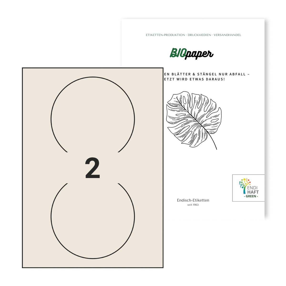 BIOpaper Natural, 125 mm rund auf DIN A4 Bögen