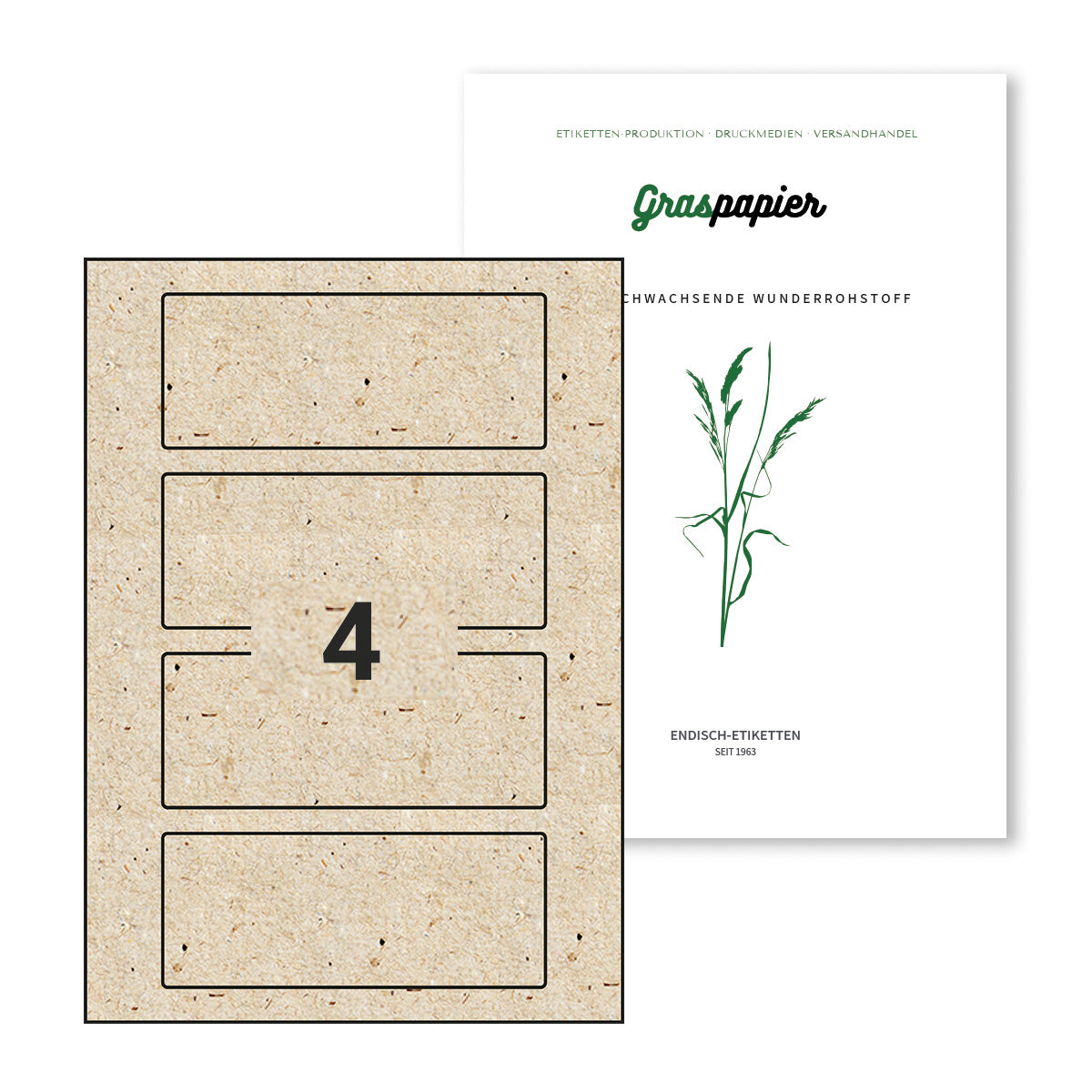 ENDI-HAFT Graspapier Etiketten, 150x60 mm auf DIN A4 Bögen