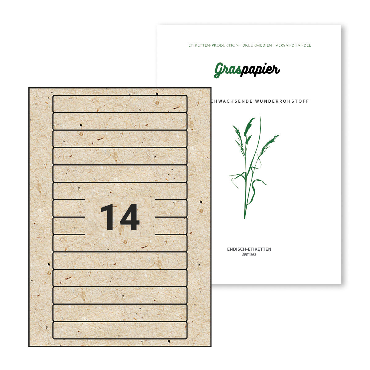 ENDI-HAFT Graspapier Etiketten, 155x20 mm auf DIN A4 Bögen
