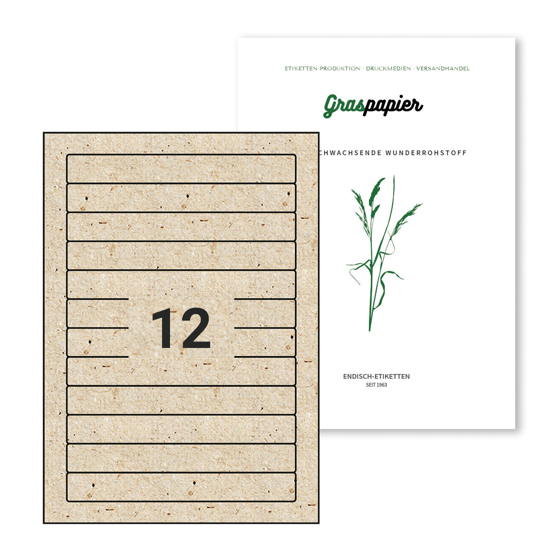 ENDI-HAFT Graspapier Etiketten, 175x22 mm auf DIN A4 Bögen