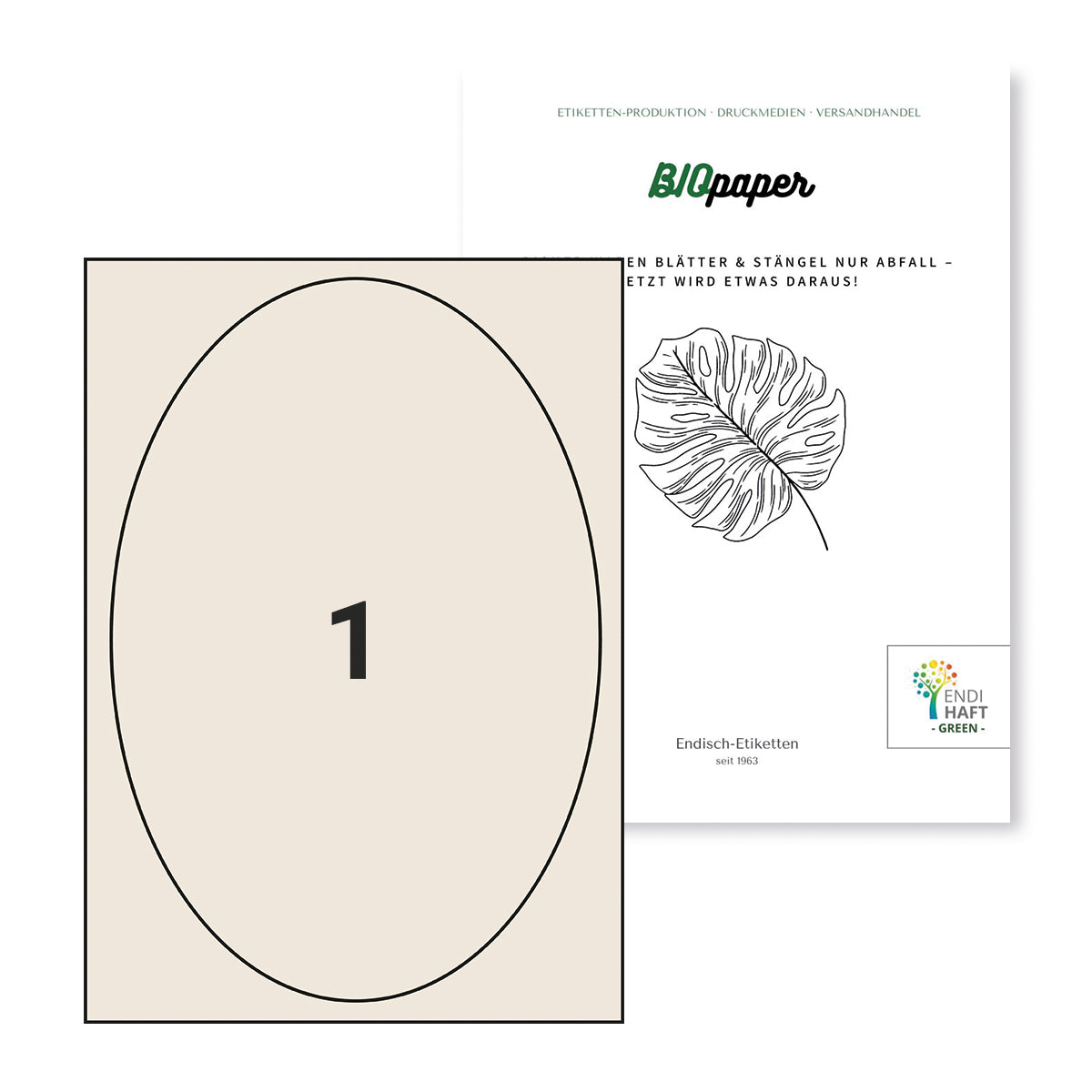 BIOpaper Natural, oval 190x280 mm auf DIN A4 Bögen