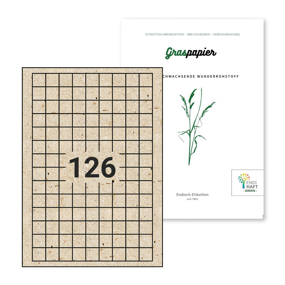 ENDI-HAFT Graspapier Etiketten, 20x20 mm auf DIN A4 Bögen