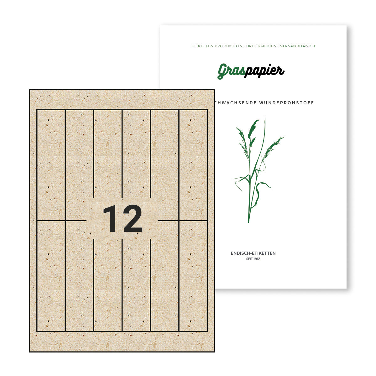 ENDI-HAFT Graspapier Etiketten, 32x125 mm auf DIN A4 Bögen