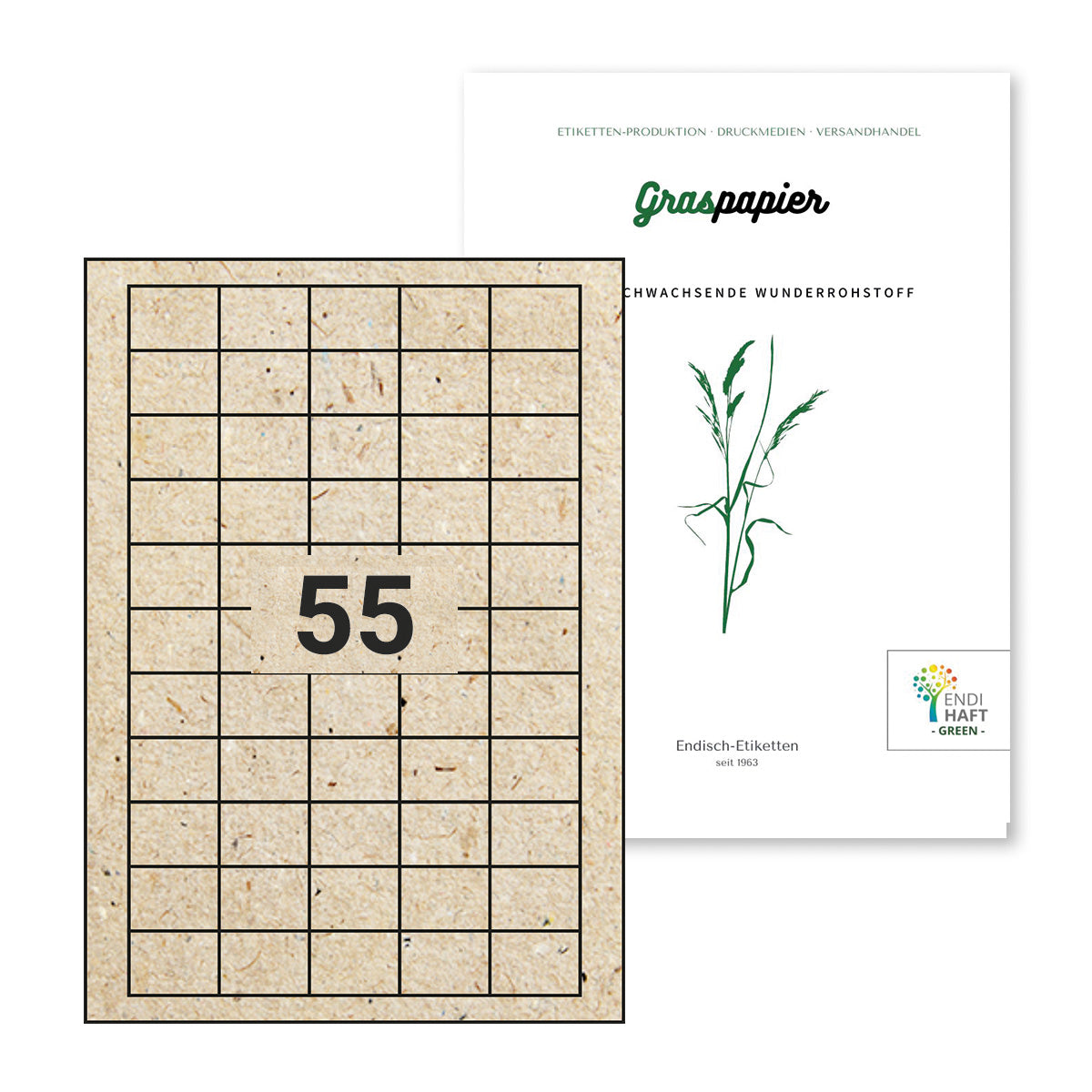ENDI-HAFT Graspapier Etiketten, 35x25 mm auf DIN A4 Bögen