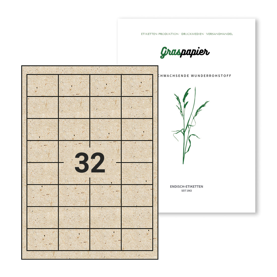 ENDI-HAFT Graspapier Etiketten, 48,5x33,8 mm auf DIN A4 Bögen