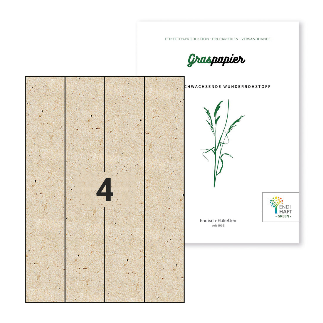 ENDI-HAFT Graspapier Etiketten, 52,5x297 mm auf DIN A4 Bögen