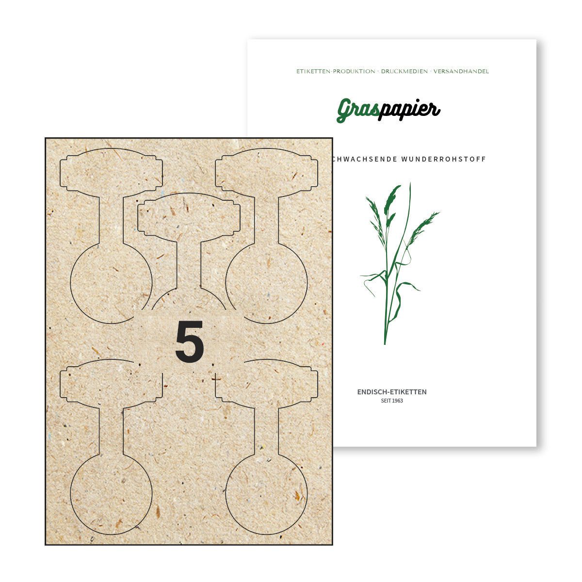 ENDI-HAFT Graspapier Etiketten, 75x128 mm auf DIN A4 Bögen