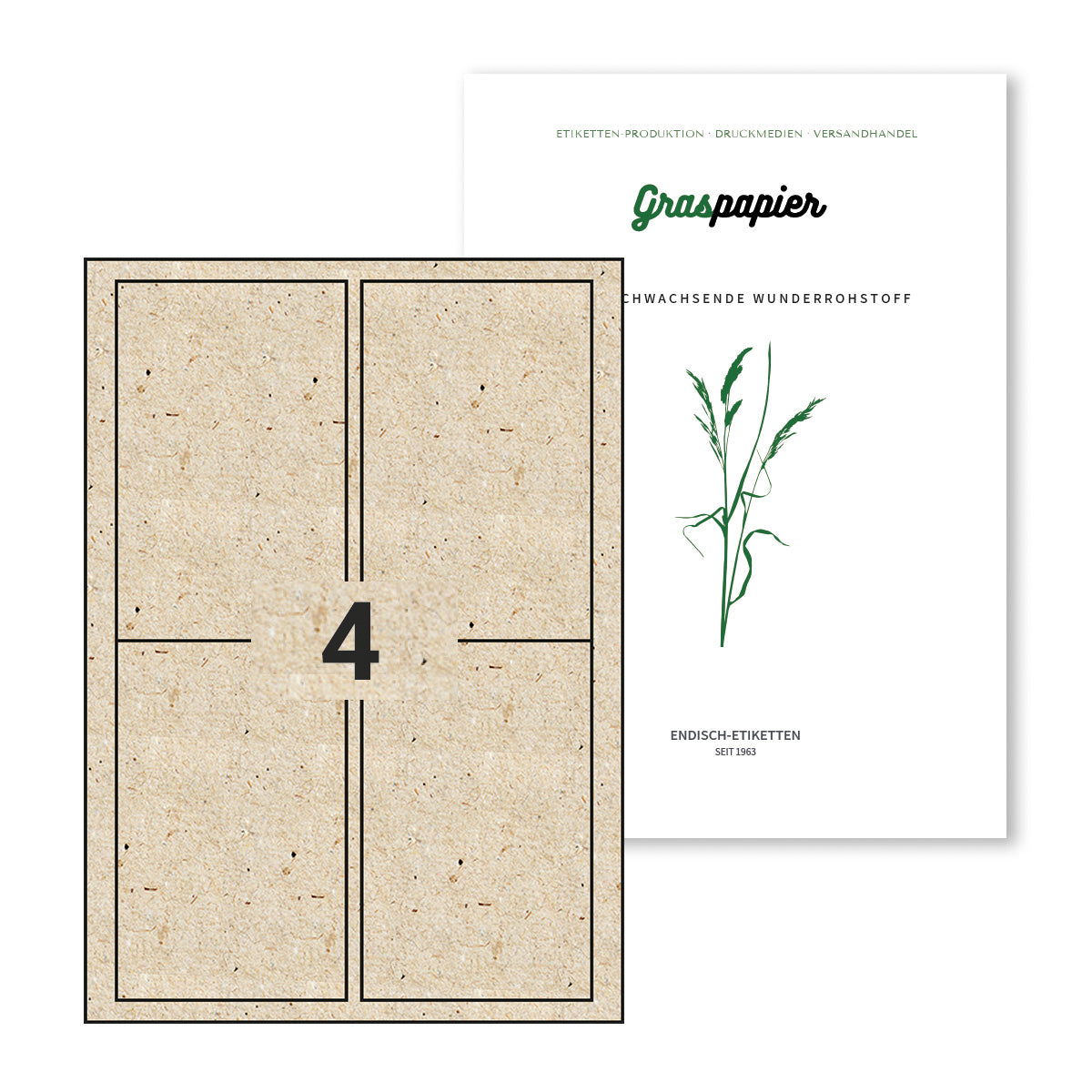 ENDI-HAFT Graspapier Etiketten, 90x140 mm auf DIN A4 Bögen