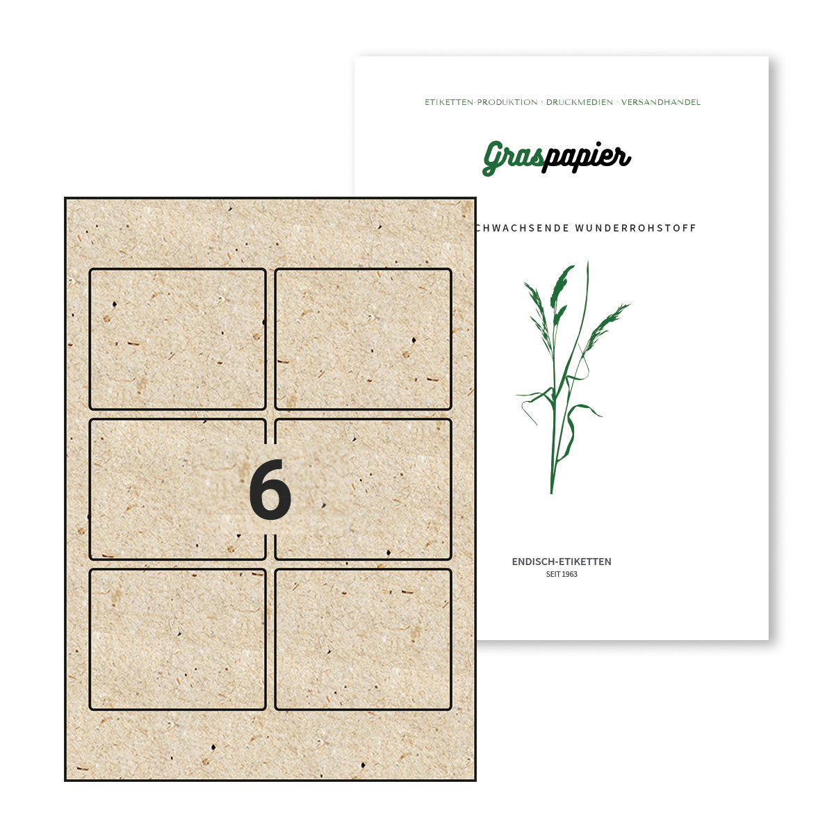 ENDI-HAFT Graspapier Etiketten, 90x75 mm auf DIN A4 Bögen