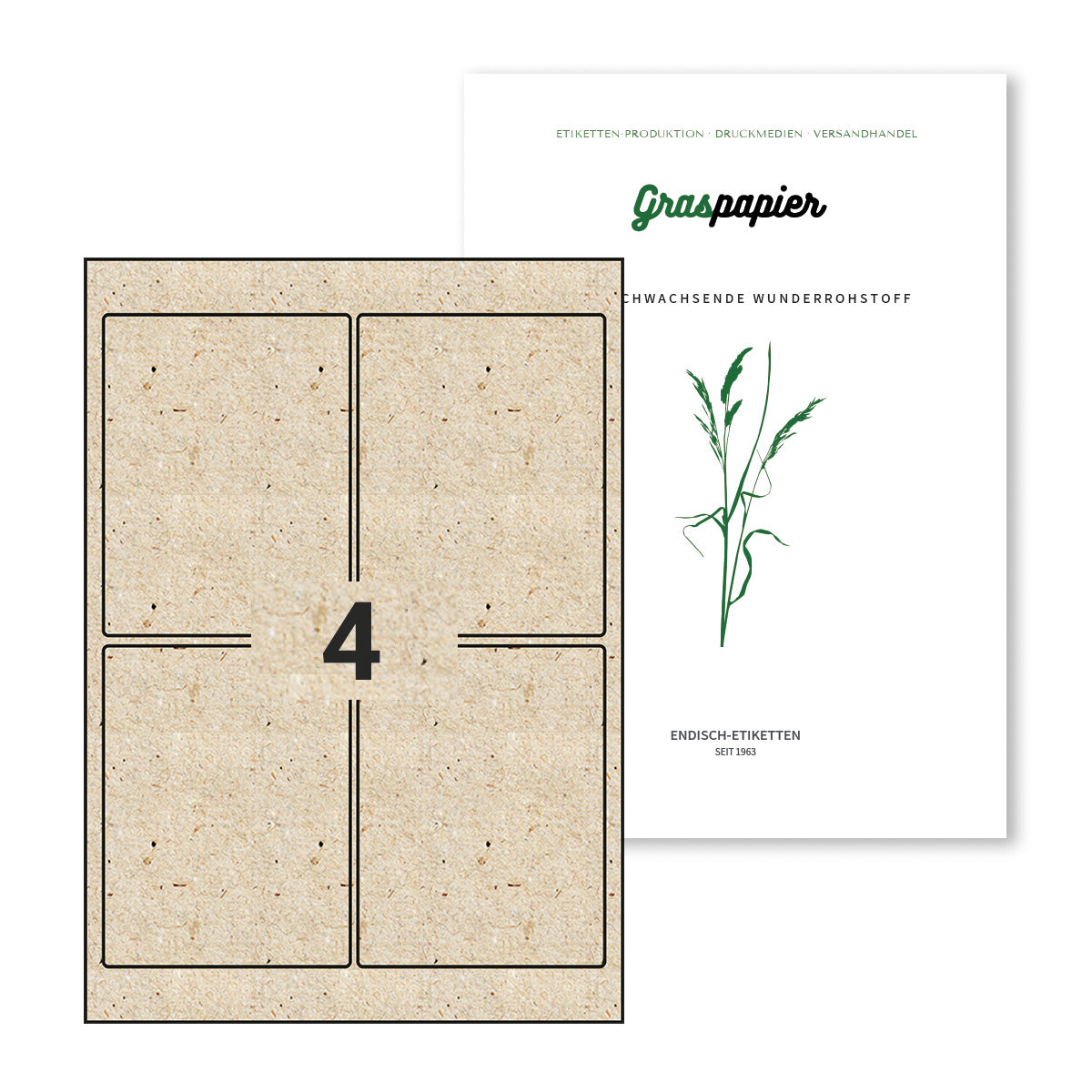 ENDI-HAFT Graspapier Etiketten, 96x125 mm auf DIN A4 Bögen