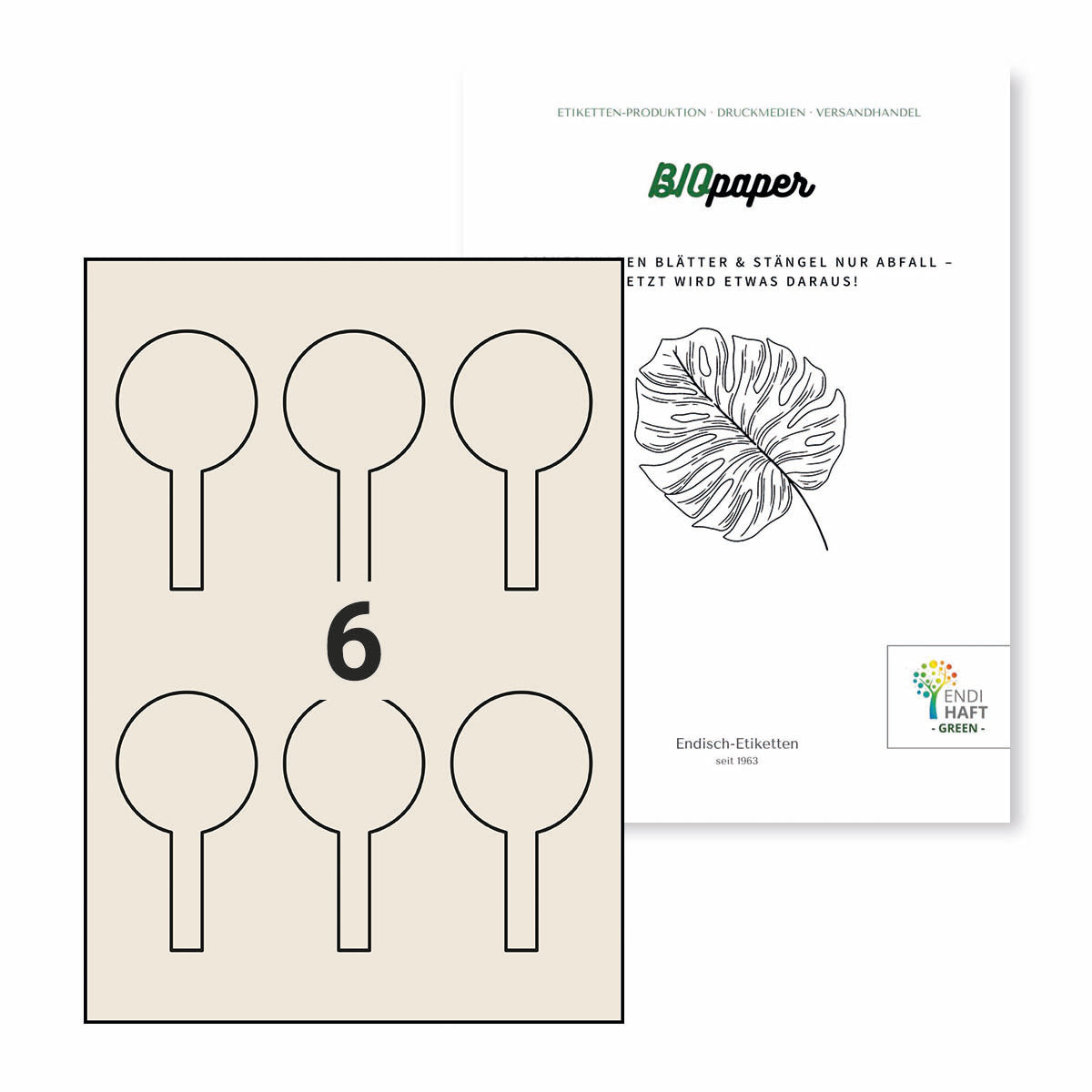 BIOpaper Natural Ø 55x100/12 mm Siegeletikett auf A4 Bögen