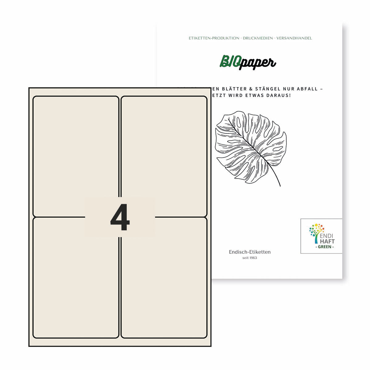 BIOpaper Natural, 99,1x139 mm auf DIN A4 Bögen